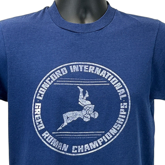 Navy Hanes T-Shirt with front Greco Roman Wrestling graphic and championship logo
