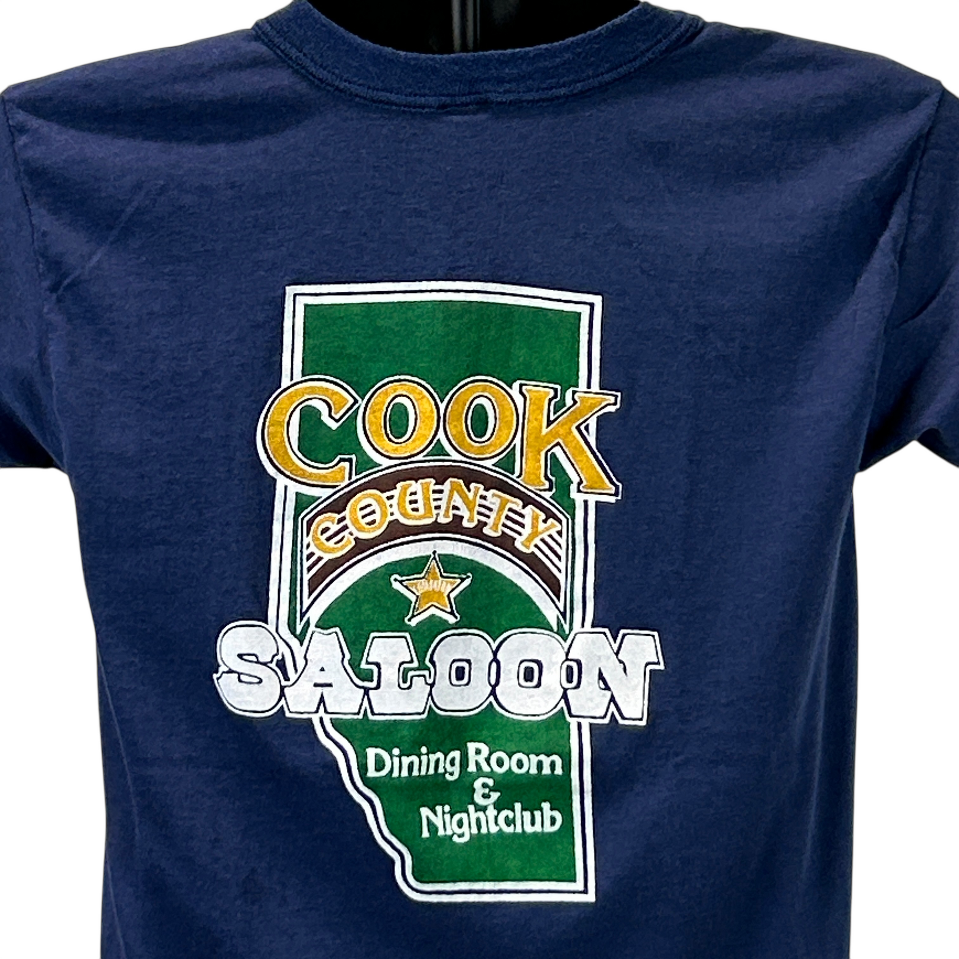 Navy blue Mentog T-Shirt featuring Edmonton Cook County Saloon graphic on front