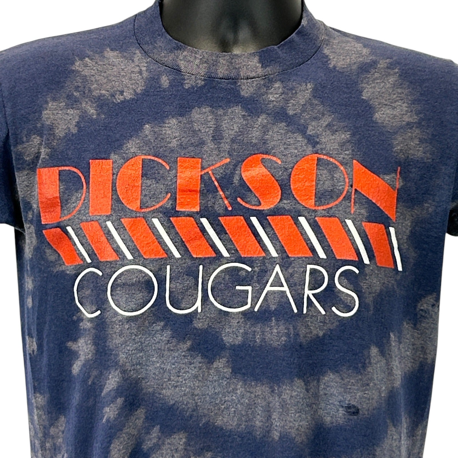 Dark blue Wolf T-Shirt featuring Dickson County Cougars logo in bold red and white stripes, front view