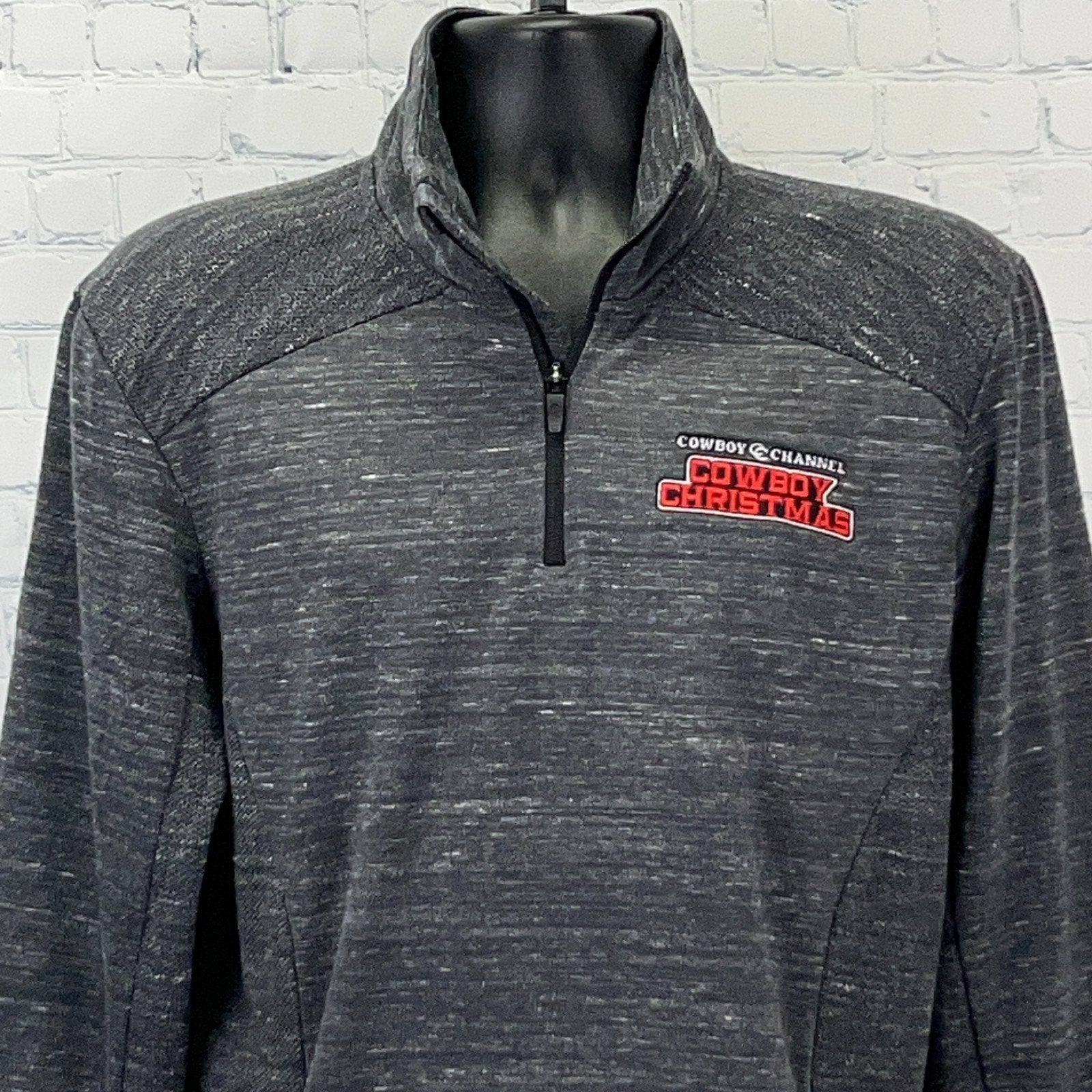 Ogio Black Quarter-Zip Pullover with Cowboy Channel Cowboy Christmas Logo on Front