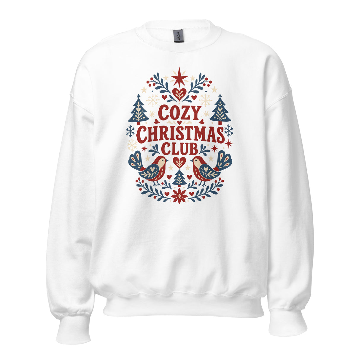 Neonvtg Christmas T-shirt in white featuring cozy Christmas club design with colorful graphics
