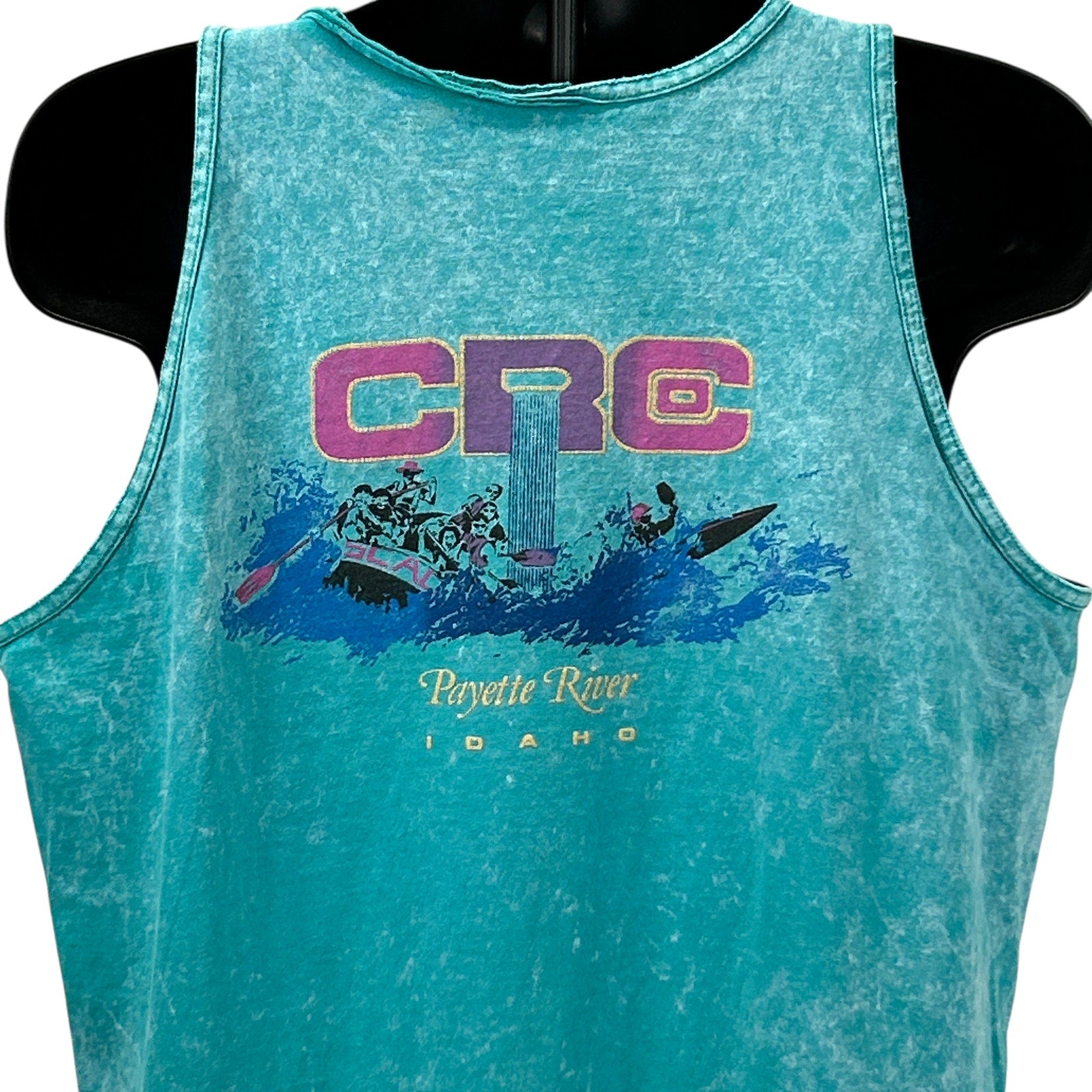 Vintage Idaho Tank Top in Turquoise with CRC logo and Payette River graphic on the front