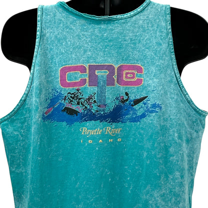Vintage Idaho Tank Top in Turquoise with CRC logo and Payette River graphic on the front