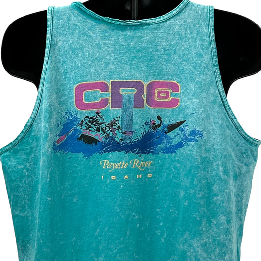 Vintage Idaho Tank Top in Turquoise with CRC logo and Payette River graphic on the front