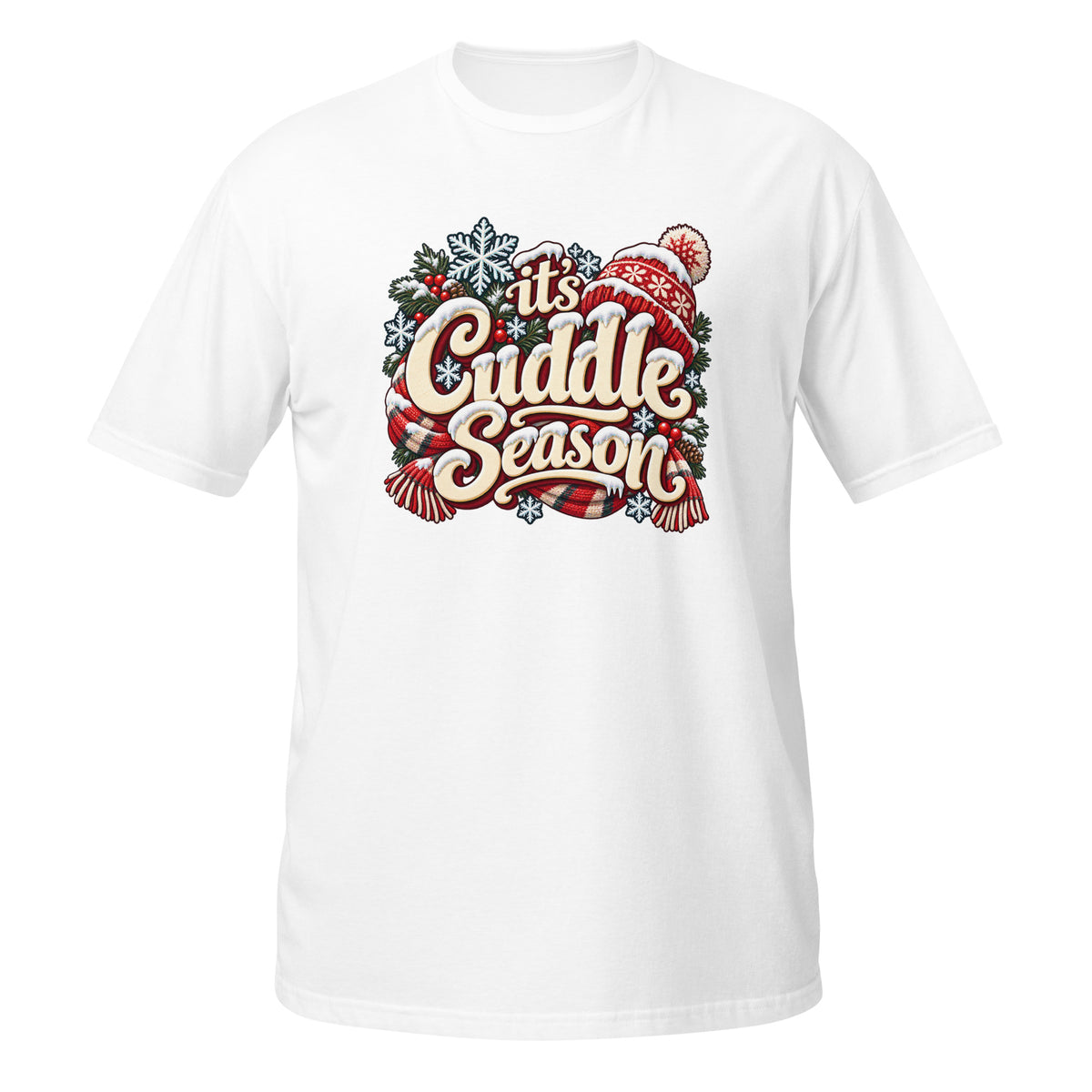 NeonVtg White T-Shirt featuring Cuddle Season Christmas graphic design