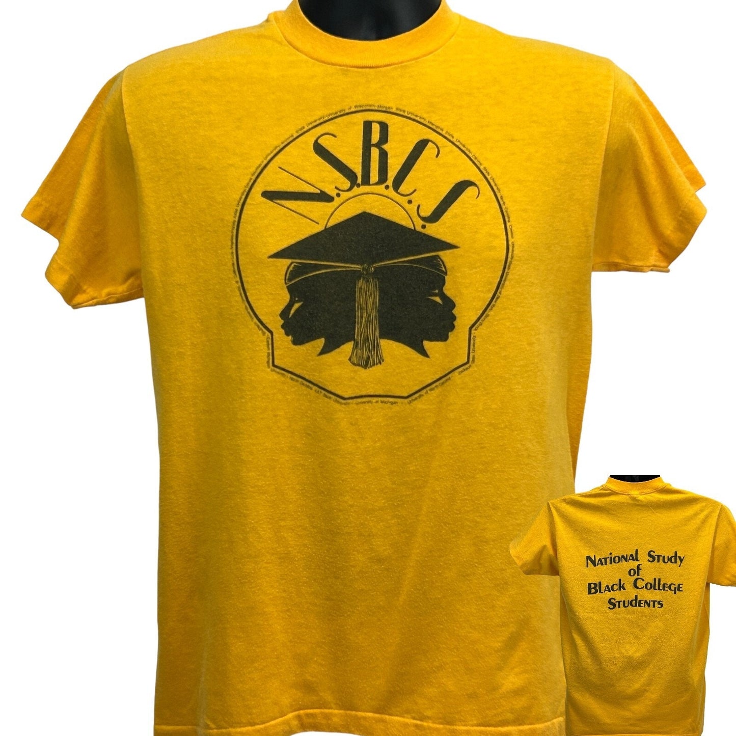Yellow Stedman T-shirt featuring National Study of Black College Students logo on the front