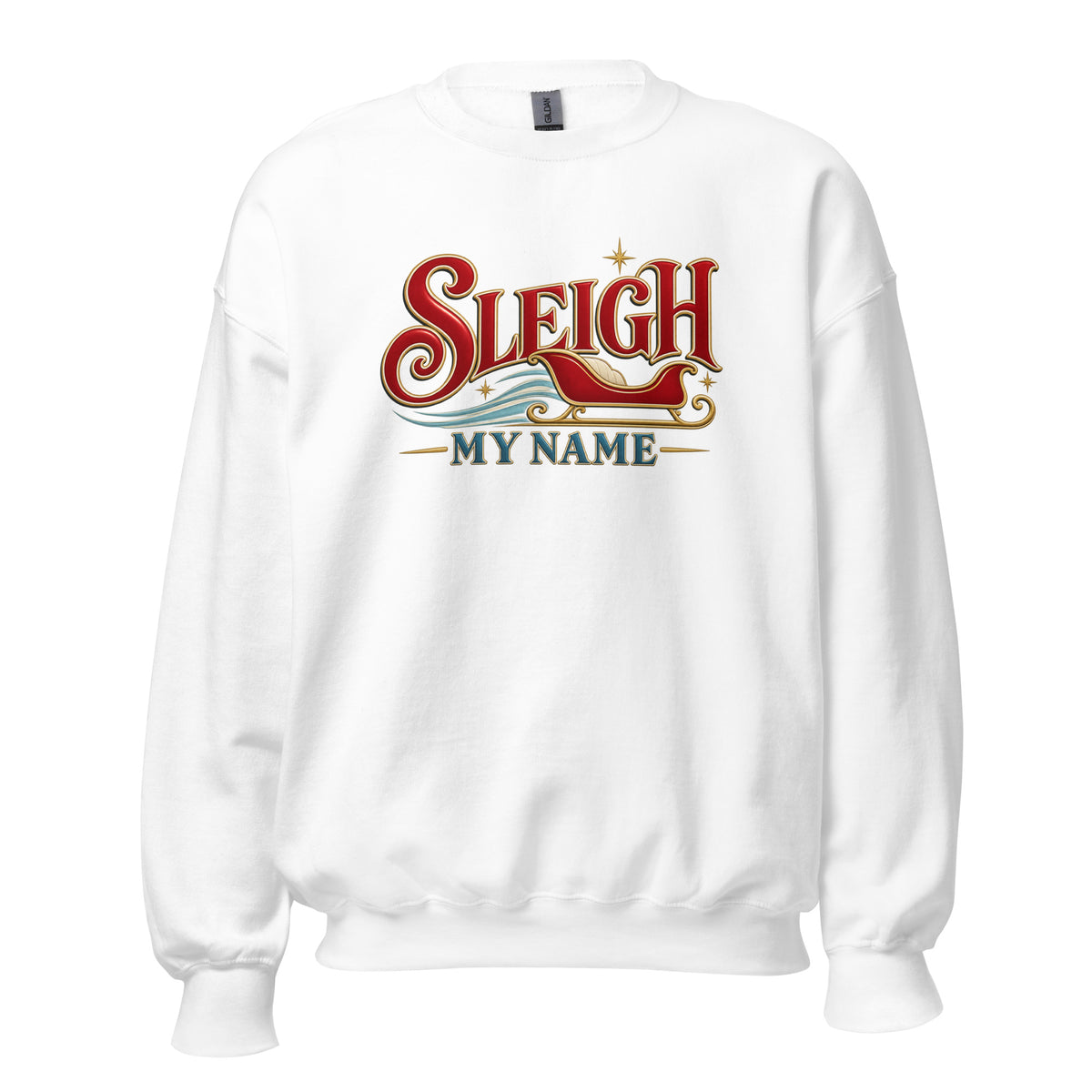 Neonvtg Christmas T-shirt in white featuring a festive sleigh design