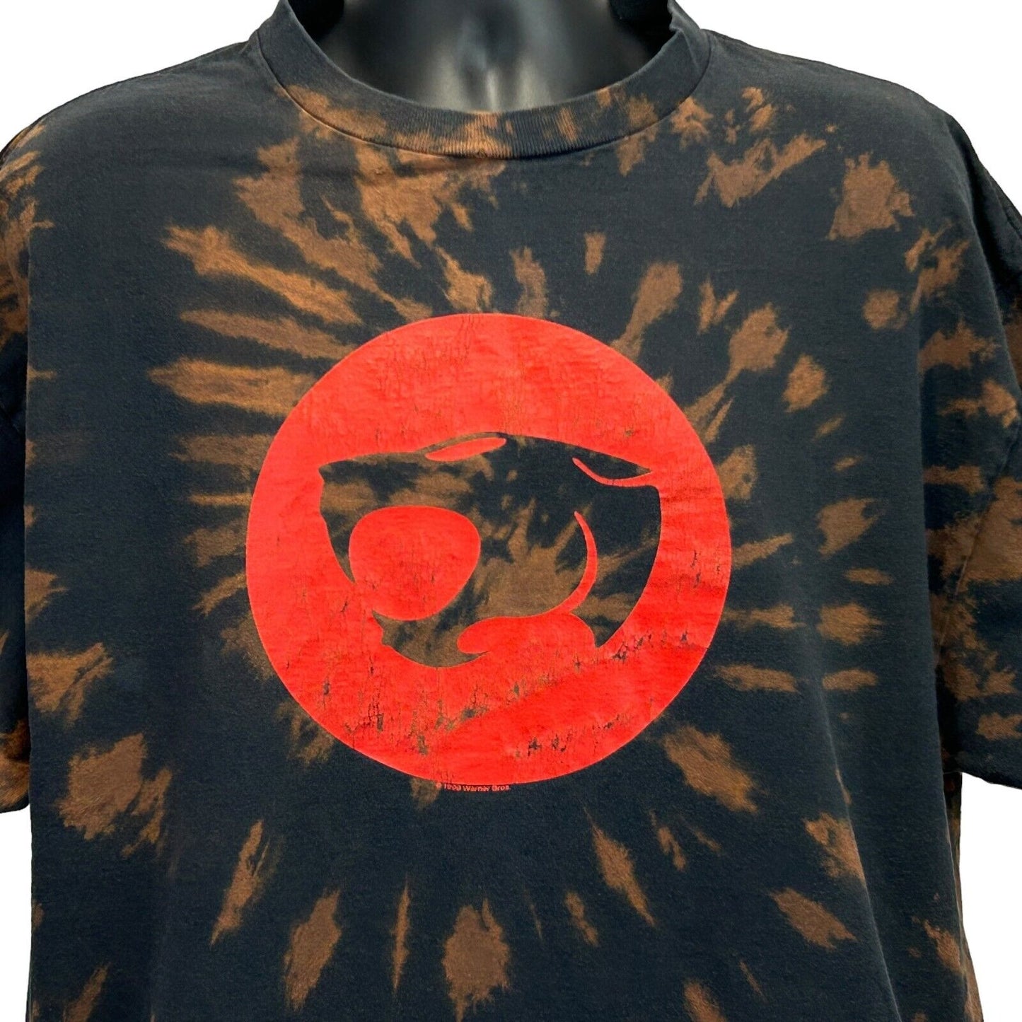 Vintage Thundercats Logo T Shirt 2XL 90s Cartoon TV Show Tie Dye Mens Black