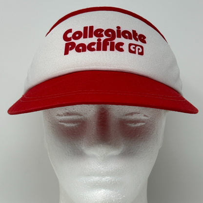 Vintage 80s 90s Collegiate Pacific Visor Hat Cap CP Logo Strapback White