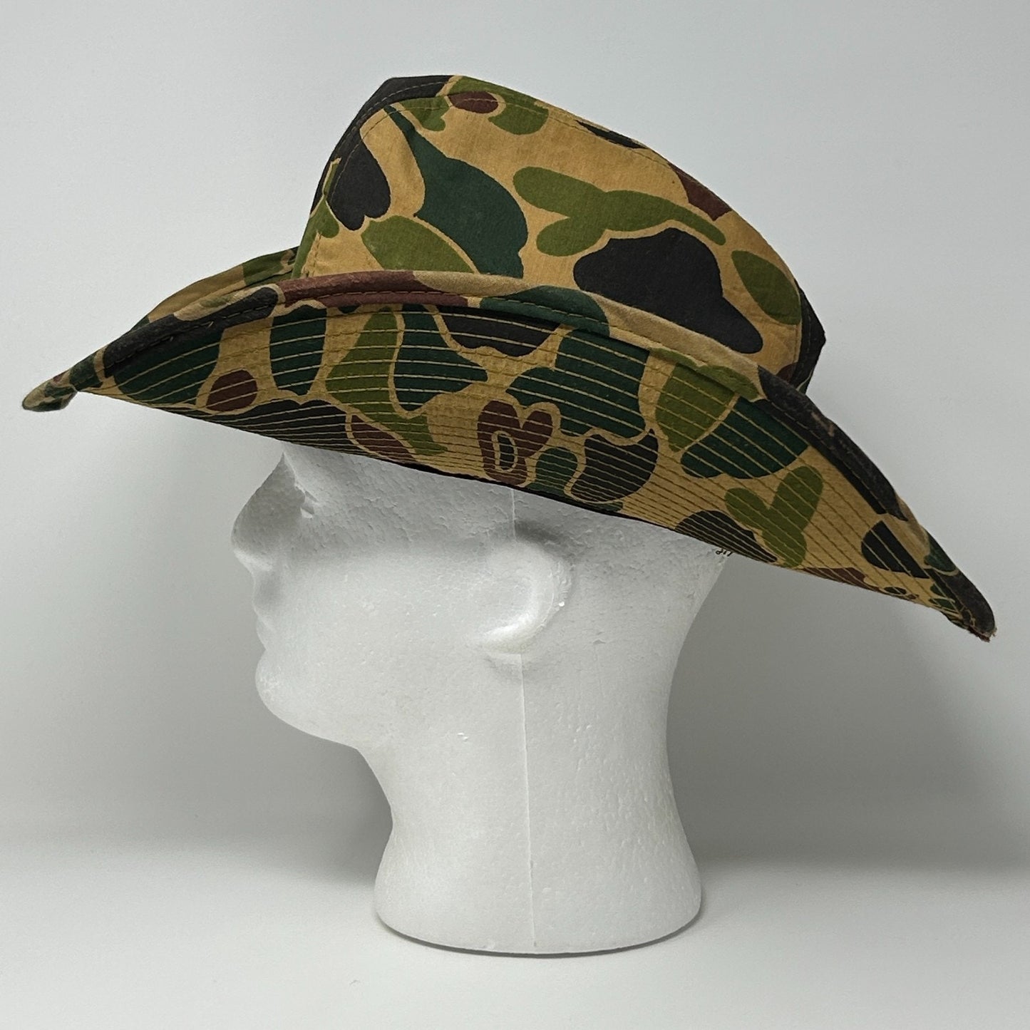 Vintage Camouflage Cowboy Western Hat Camo Army Military Beige S Small 55 cm