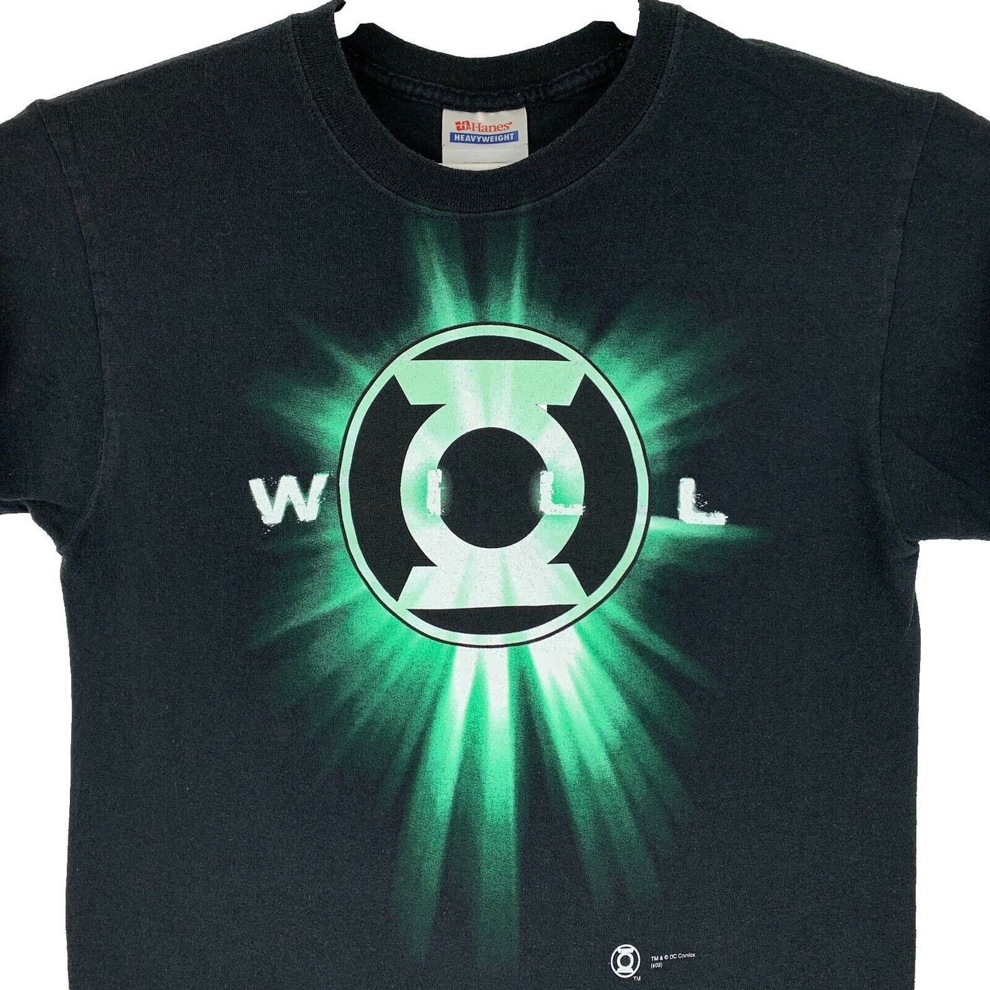 Camiseta de hombre Green Lantern Will con grafiti pequeño, cómic DC Comics 2009, color negro