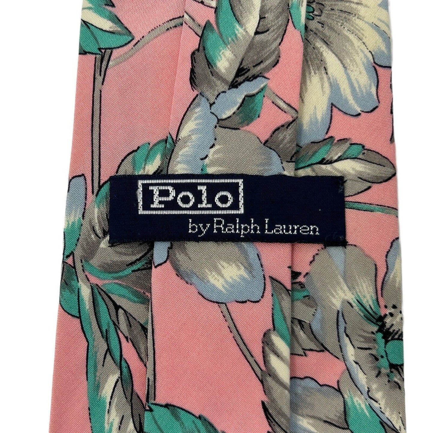 Polo Ralph Lauren Floral Silk Tie Flowers Hawaiian Vintage 90s Necktie Mens Pink