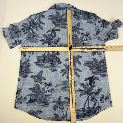 Vintage 90s Tapestry Hawaiian Camp Shirt Button Front USA Blue Womens S Small