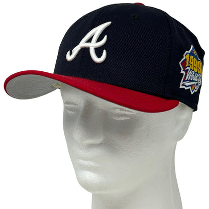 Gorra de béisbol New Era azul vintage de los años 90 de los Atlanta Braves de la Serie Mundial de 1999, 7 1/4