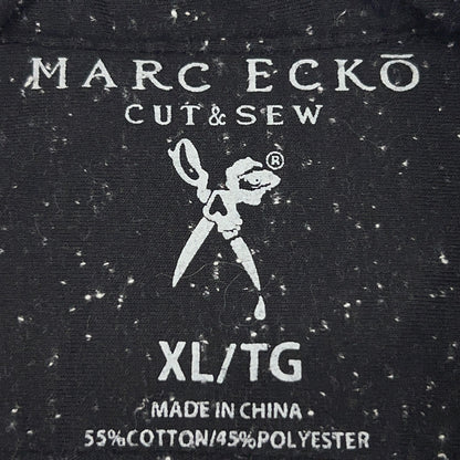 Marc Ecko Cut & Sew Mens Shirt L Large Black Speckled Long Sleeve Button Up