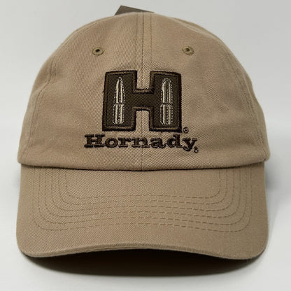 Hornady Ammunition Dad Hat Baseball Cap Firearms Bullets Strapback Khaki Beige