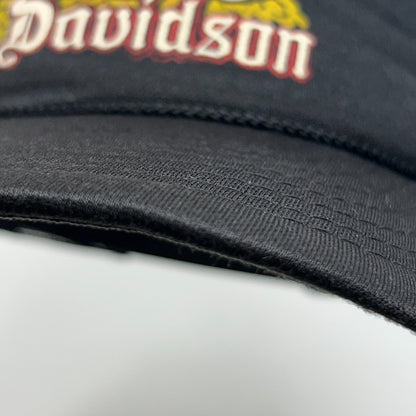 Vintage 80s Harley Davidson Trucker Hat Baseball Cap Eagle Flag Snapback Black