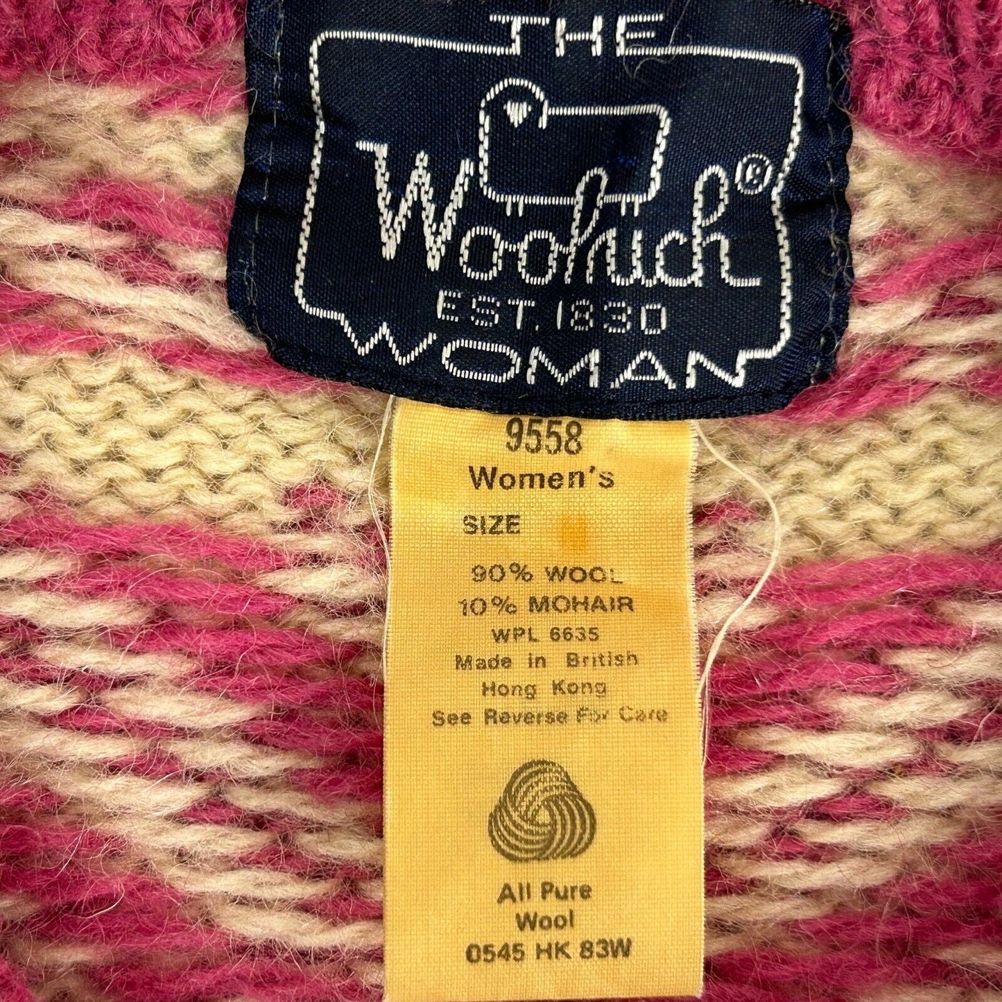 Woolrich Woman Womens Wool Sweater Medium Vintage 80s Floral Flower 9558 Pink