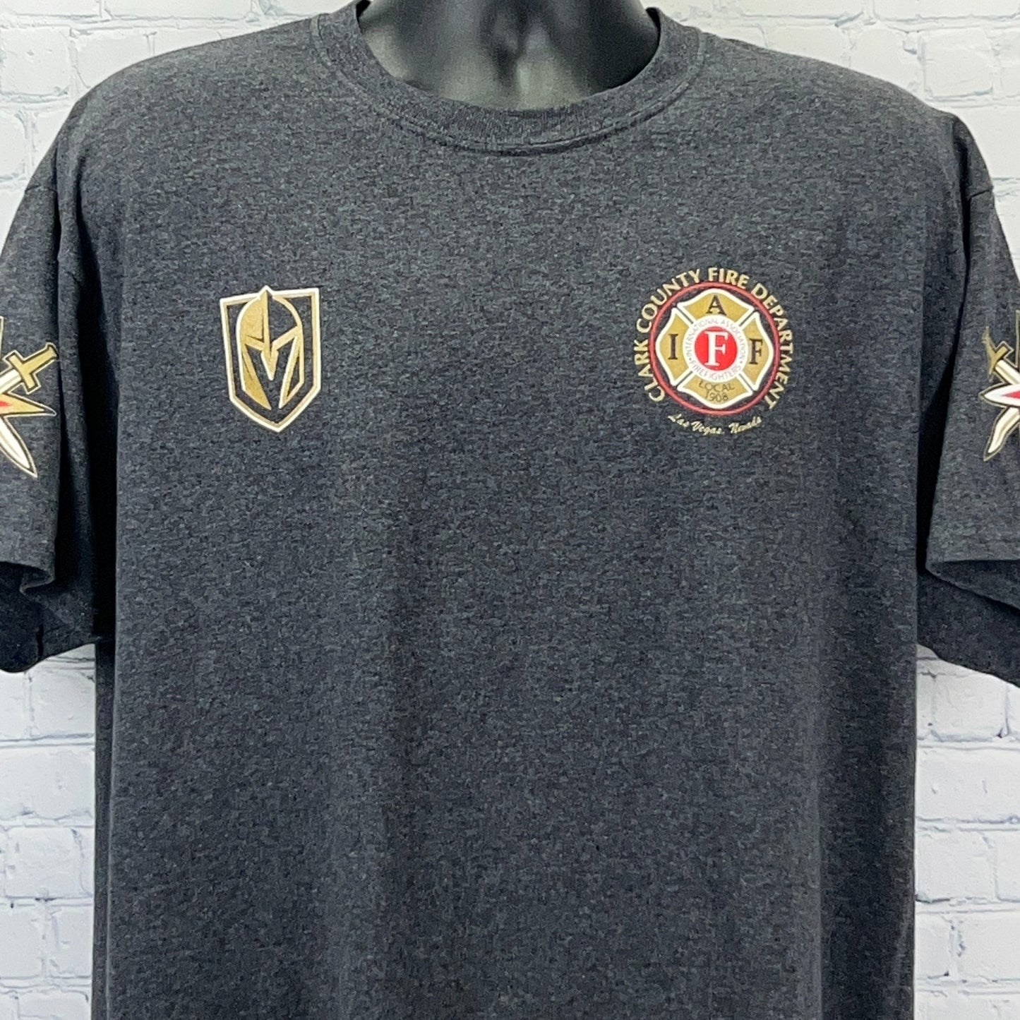 Las Vegas Golden Knights Clark County Fire Dept T Shirt Fireman Gray XL X-Large