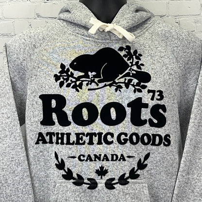 Roots Athletic Goods Canada Beaver Hoodie M Medium Gray Hooded Sweatshirt Pocket