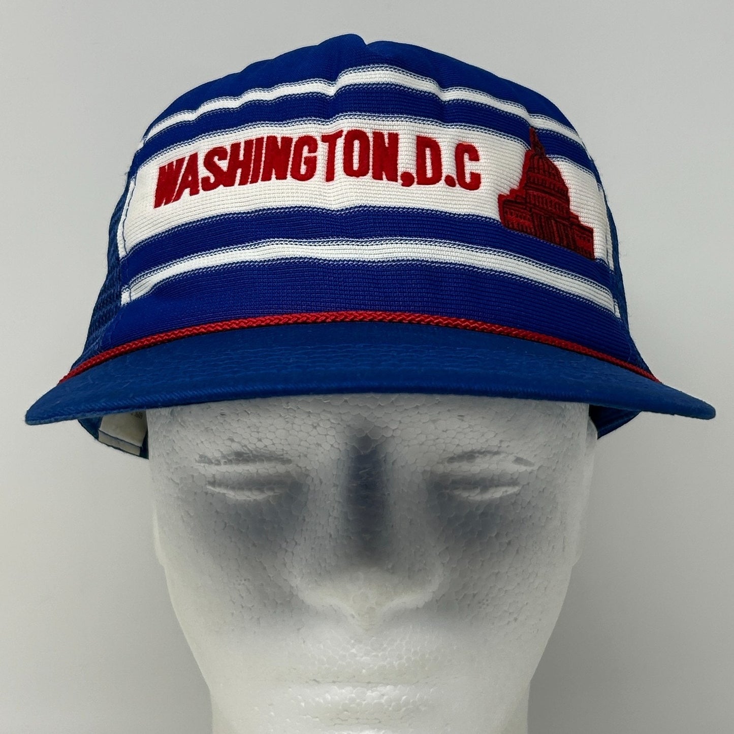 Vintage 80s Washington DC Trucker Hat Baseball Cap USA Capitol Snapback Blue - Neon Vintage