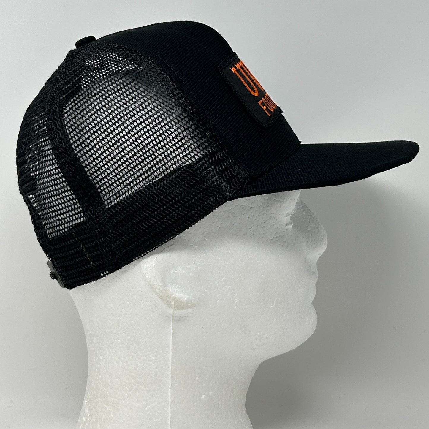 Vintage UWS Football Trucker Hat Cap Black 80s University of Wisconsin Superior