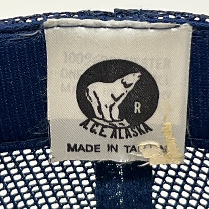 Vintage 80s Alaska Go Kiss a Moose Trucker Hat Baseball Cap Mesh Snapback Blue