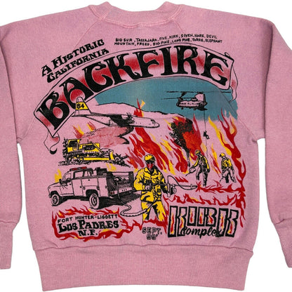 California Backfire Youth Vintage 90s Sweatshirt Small 6-8 Firefighter Kids Pink