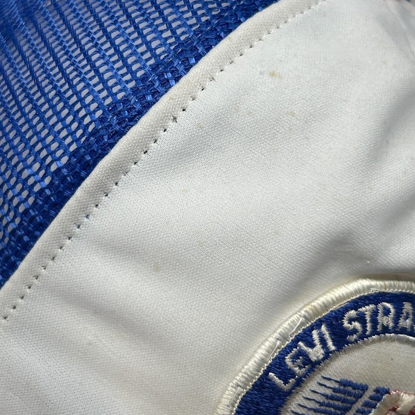 Vintage 80s Levi Strauss 1984 Olympics Trucker Hat Cap Blue Levis Mesh Snapback