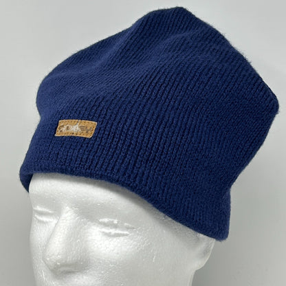 Vintage Smiley Brand Wool Beanie Winter Hat Toque Ski Snowboarder USA Made Blue