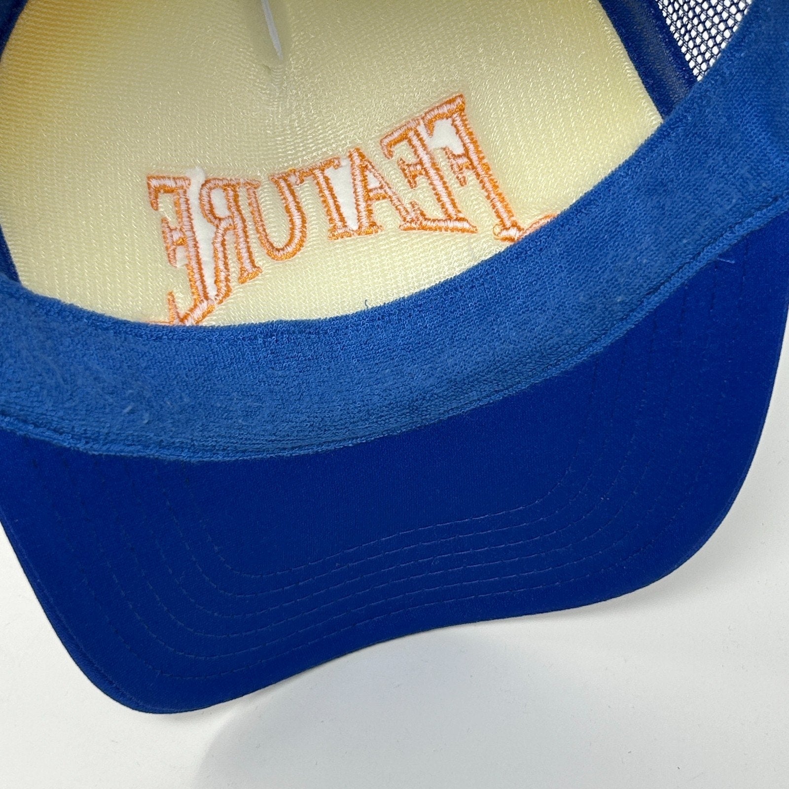 Feature Trucker Hat Baseball Cap Streetwear Sneaker Culture Mesh Snapback Blue - Neon Vintage