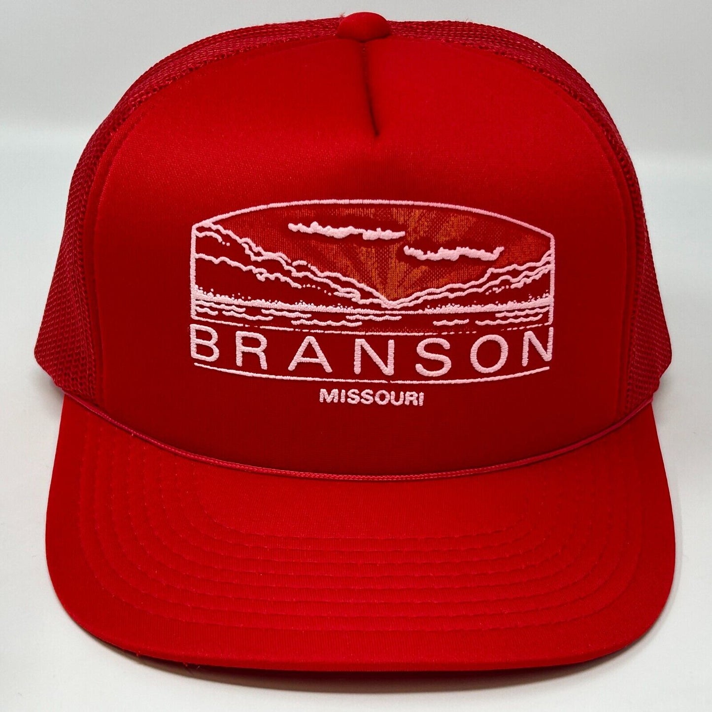 Branson Missouri Vintage 80s 90s Trucker Hat Red Mesh Snapback Baseball Cap