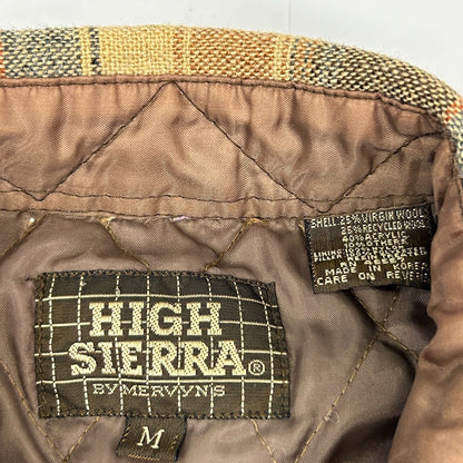 Vintage 90s High Sierra Flannel Button Front Shirt Lined Plaid Brown M Medium - Neon Vintage