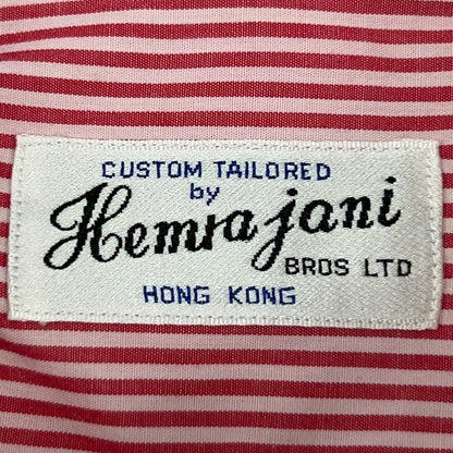 Hemrajani Brothers Dress Shirt 2XL XXL French Cuff Eyelet Collar Red Stripe
