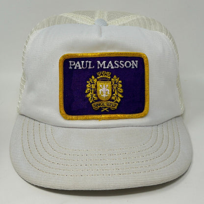 Paul Masson Brandy Vintage 80s Trucker Hat White Mesh Snapback Baseball Cap