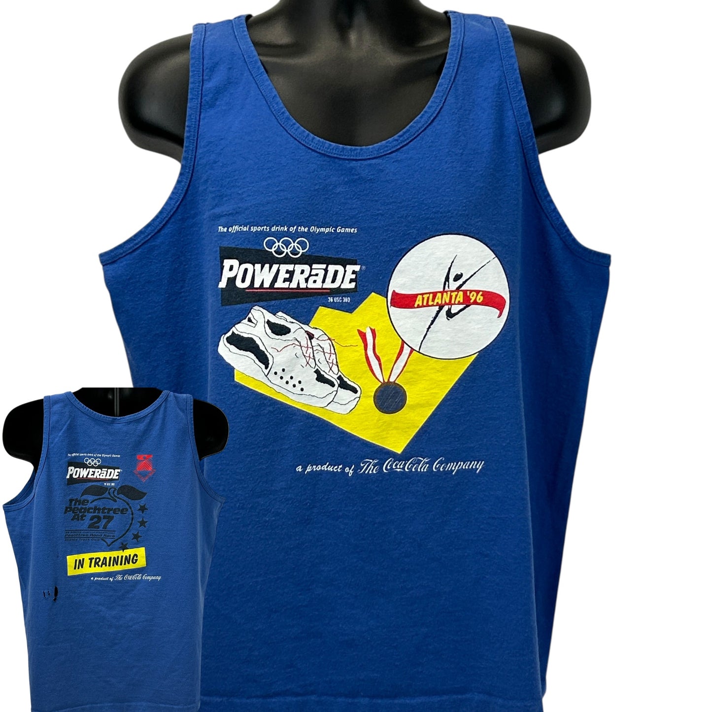 Vintage Powerade Atlanta Olympics Tank Top T Shirt Mens XL X-Large Blue 90s USA