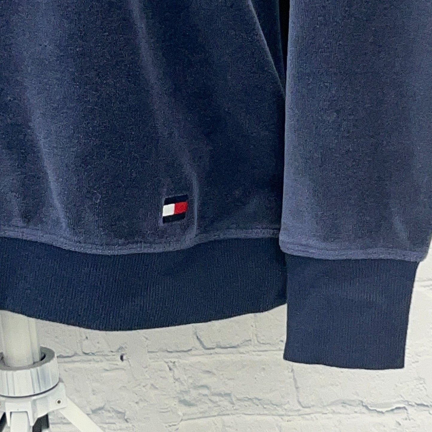 Tommy Hilfiger Sport Velour Hoodie Womens M Medium Blue Red White Hooded Velvet