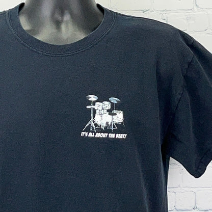 Weapons of Mass Percussion T Shirt Drums Drum Kits Rock Music Black Tee L Large