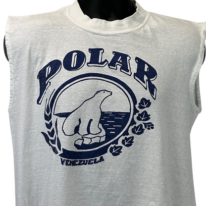 Vintage 80s 90s Empresas Polar Argentina T Shirt Bear Sleeveless White M Medium