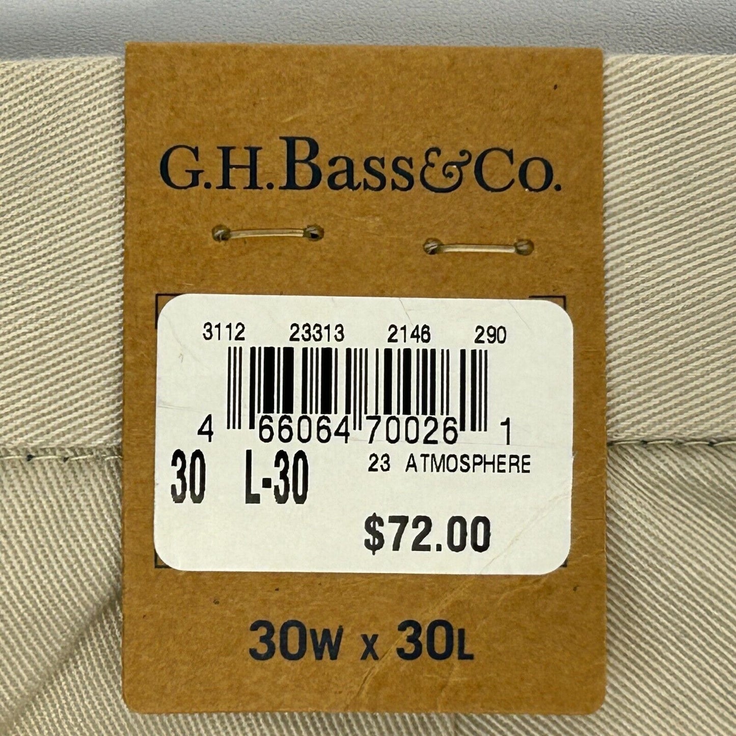 Pantalones chinos Wilton de GH Bass, 30 de ancho x 29 de largo, color caqui, de algodón, para hombre, color beige