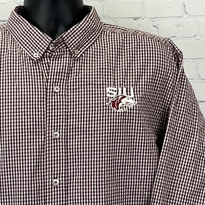 Southern Illinois University Salukis Button Front Shirt XL X-Large Red Plaid SIU