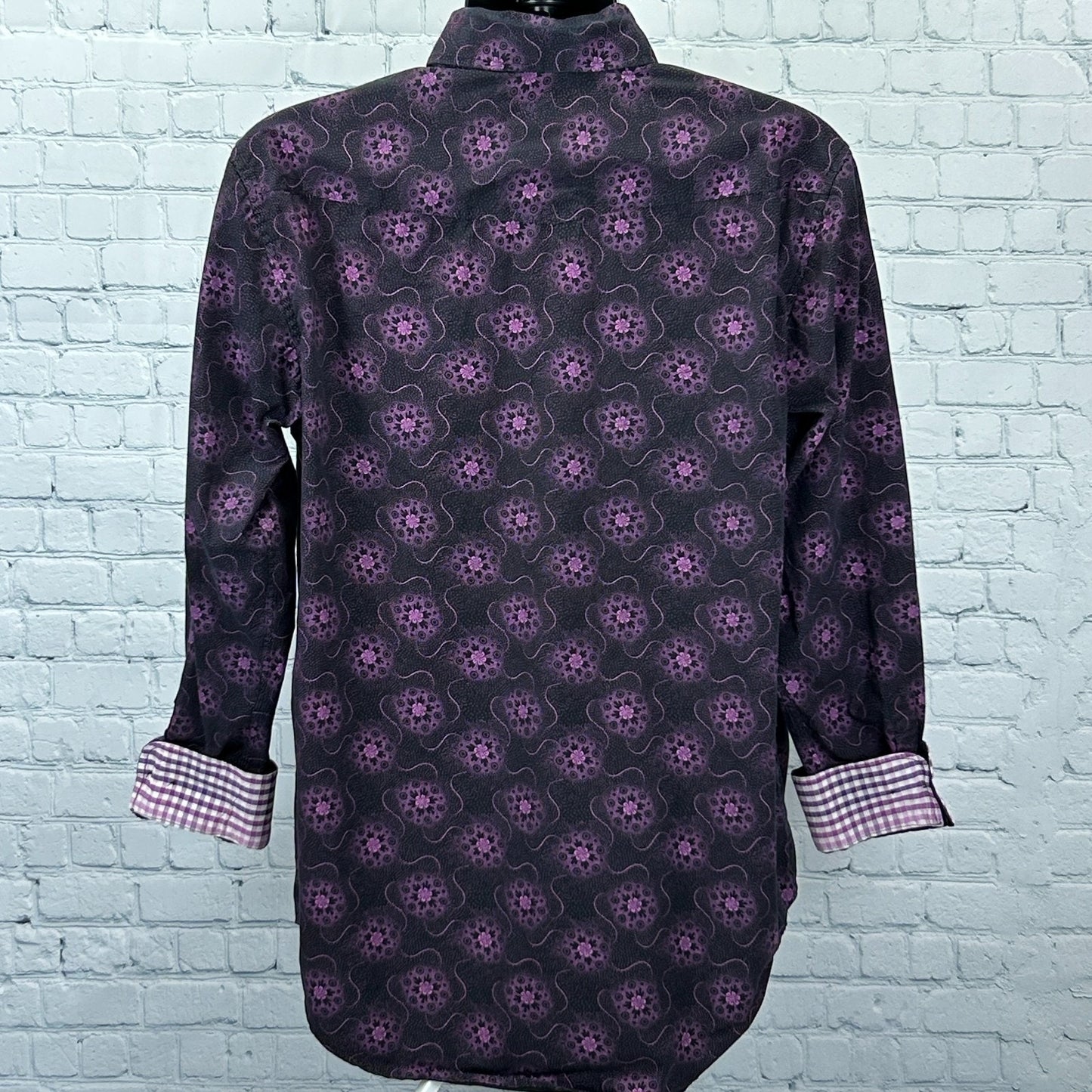 Panhandle Select Button Front Shirt Flip Cuffs Western LS Black Purple L Large