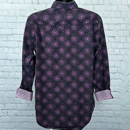 Panhandle Select Button Front Shirt Flip Cuffs Western LS Black Purple L Large