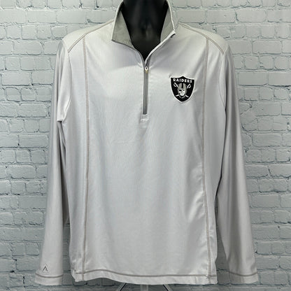 Las Vegas Raiders 1/4 Zip Shirt White NFL Antigua Tempo Golf Pullover LS L Large