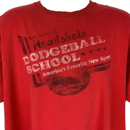 Camiseta vintage de los años 90 de la escuela Dodgeball con disparos en la cabeza, XXL 2XL, camiseta gigante para hombre, color rojo