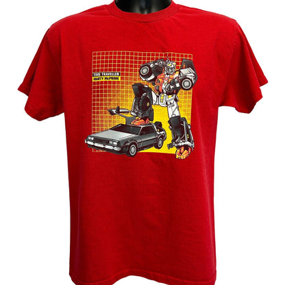 Marty McPrime Transformers camiseta Regreso al futuro DeLorean camiseta roja mediana