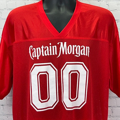 Captain Morgan Rum Football Jersey XL X-Large Red 00 Promo Advertising Sport-Tek - Neon Vintage