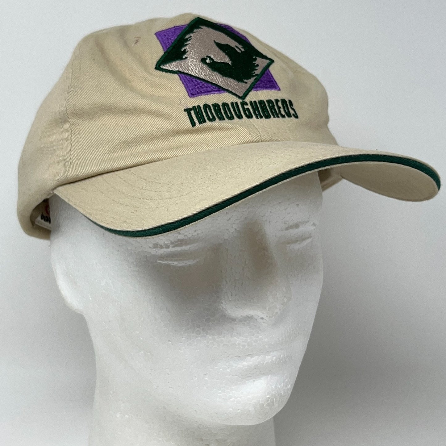 Vintage 90s Santa Anita Park Thoroughbreds Hat Baseball Cap Horse Racing Beige