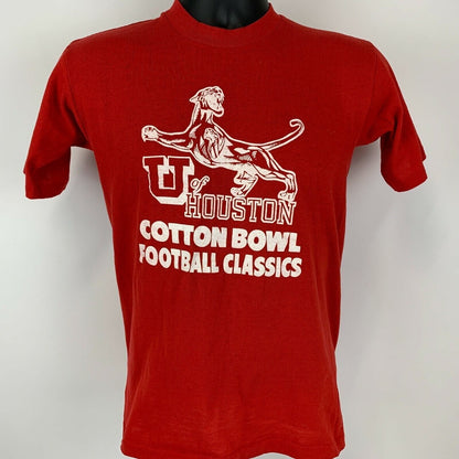 University of Houston Cotton Bowl Vintage 70s T Shirt Small UH Cougars Mens Red