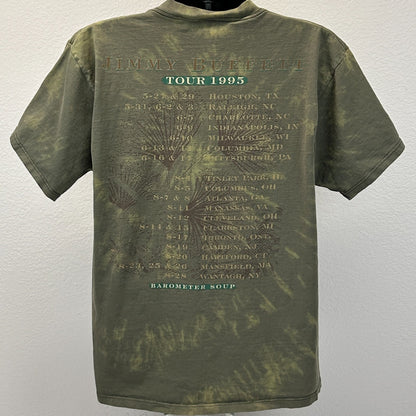 Vintage 90s Jimmy Buffett Barometer Soup Tour T Shirt 1995 Concert Green L Large